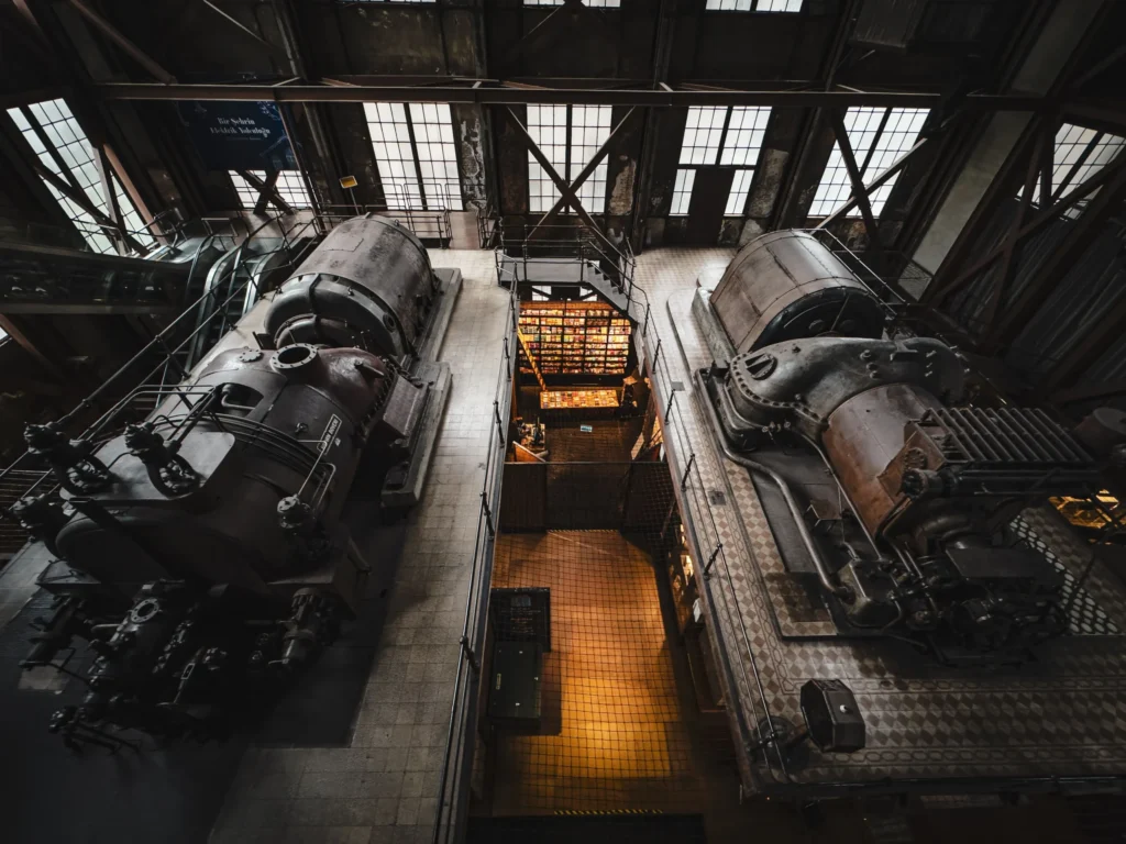 Heavy engineering machinery inside an industrial plant